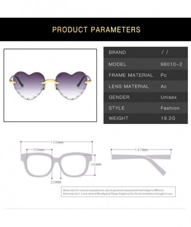 Rimless Fashion Men Women Sunglasses Outdoor Travel Beach Heart Shaped Frameless Eyewear - G - CO190HR40SG $18.92