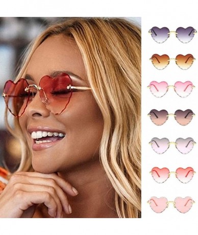 Rimless Fashion Men Women Sunglasses Outdoor Travel Beach Heart Shaped Frameless Eyewear - G - CO190HR40SG $18.92