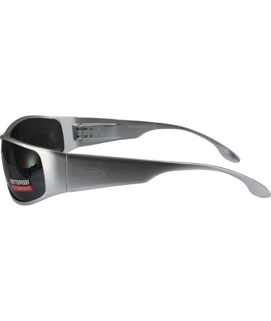 Sport BAD-ASS 1 Sport Motorcycle Sunglasses Silver Smoke - CX18GYAIDA7 $103.53