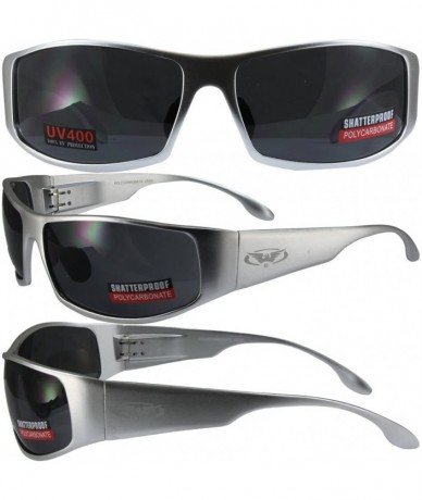 Sport BAD-ASS 1 Sport Motorcycle Sunglasses Silver Smoke - CX18GYAIDA7 $103.53