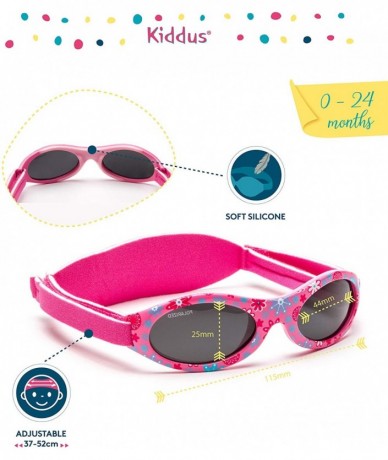 Shield PREMIUM Sunglasses Baby 0-2 year Polarized UV Protection Adjustable Band - 03 Fuchsia Flowers Ki30306 - CF180URCDK0 $3...