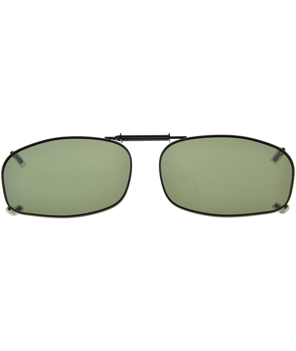 Rectangular Clip-On Sunglasses Men Women Small Polarized Lenses Spring fit 55MMX35MM - Green Lens - C318UD6HNUO $19.62