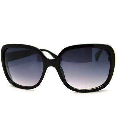 Square Womens Classy Square Sunglasses with Gold Round Studs - Black - CT11FAF9UXJ $18.36