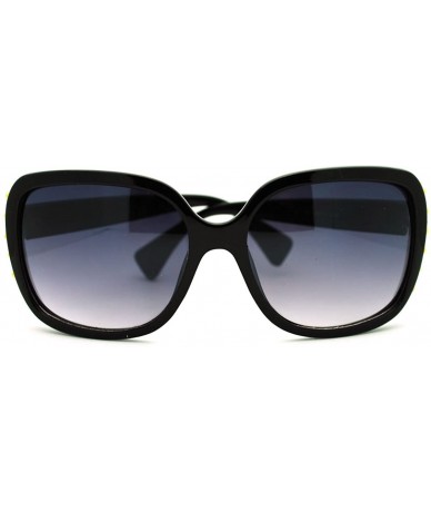 Square Womens Classy Square Sunglasses with Gold Round Studs - Black - CT11FAF9UXJ $18.36