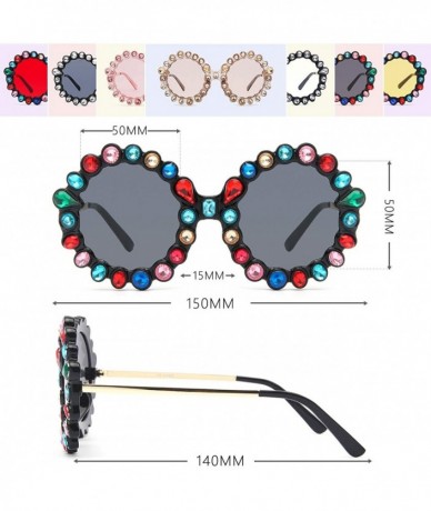 Oversized Rhinestone Oversized Sunglasses Fashion Round Thick Plastic Metal Frame Retro Bling Diamond Sun glasses for Women -...