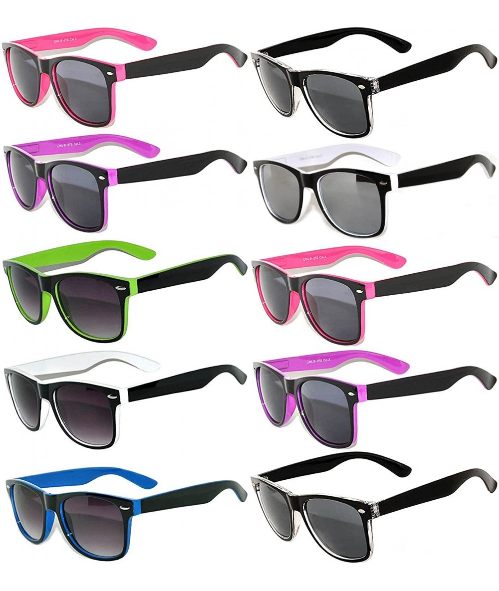 Rectangular Retro Vintage Sunglasses Two-Tone Frame Smoke Lens UV 400 (10 Pairs - Mix) - C4121I3E6DB $46.50