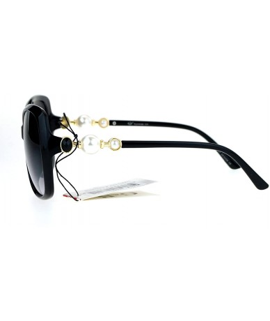 Butterfly Womens Diva Luxury Pearl Jewel Arm Designer Butterfly Sunglasses - Black Smoke - CC12NRUZI38 $24.20