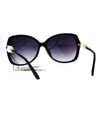 Butterfly Womens Diva Luxury Pearl Jewel Arm Designer Butterfly Sunglasses - Black Smoke - CC12NRUZI38 $24.20