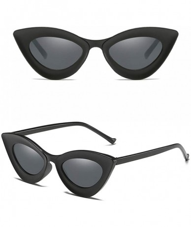 Cat Eye Classic Vintage Narrow Cat Eye Sunglasses for Women Clout Goggles Designer Plastic Frame - Black - CB196Z0M82S $17.09