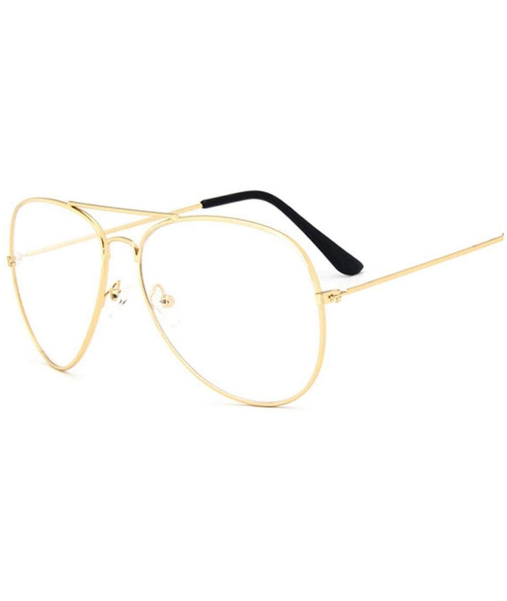 Oversized Aviation Gold Frame Sunglasses Classic Eyeglasses Transparent Clear Lens Optical Women Men Glasses Pilot Style - CZ...