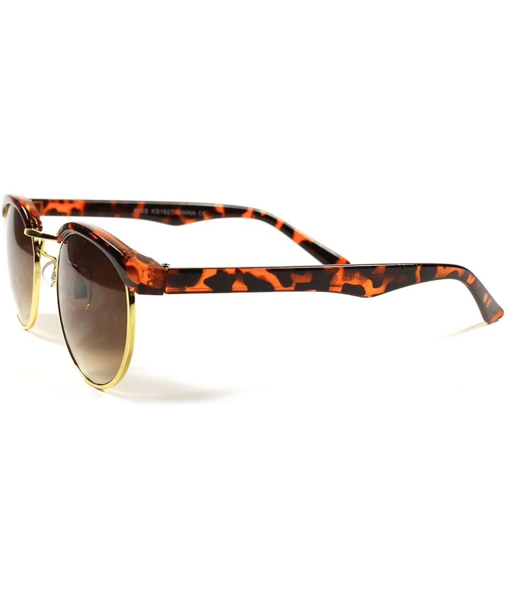 Semi-rimless Hipster Vintage Retro 80s Cool Mens Womens Round Sunglasses - Tortoise /Brown - C618ECEC4CI $23.18