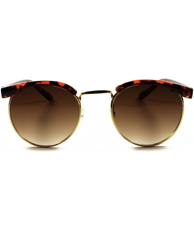 Semi-rimless Hipster Vintage Retro 80s Cool Mens Womens Round Sunglasses - Tortoise /Brown - C618ECEC4CI $23.18