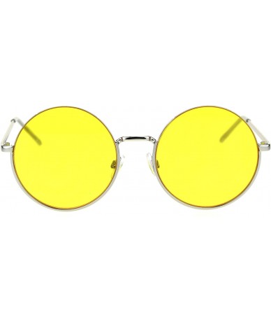 Round Womens Round Circle Sunglasses Thin Top Metal Frame Color Lens UV 400 - Silver (Yellow) - CI18TIKOG4Z $22.43