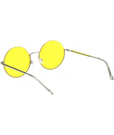 Round Womens Round Circle Sunglasses Thin Top Metal Frame Color Lens UV 400 - Silver (Yellow) - CI18TIKOG4Z $22.43