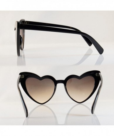 Cat Eye Heart Cat-Eye Clear Oceanic Color Tinted Gradient Lens Party Sunglasses A141 - Black/ Brown Gr - C318C0XH3M6 $17.87