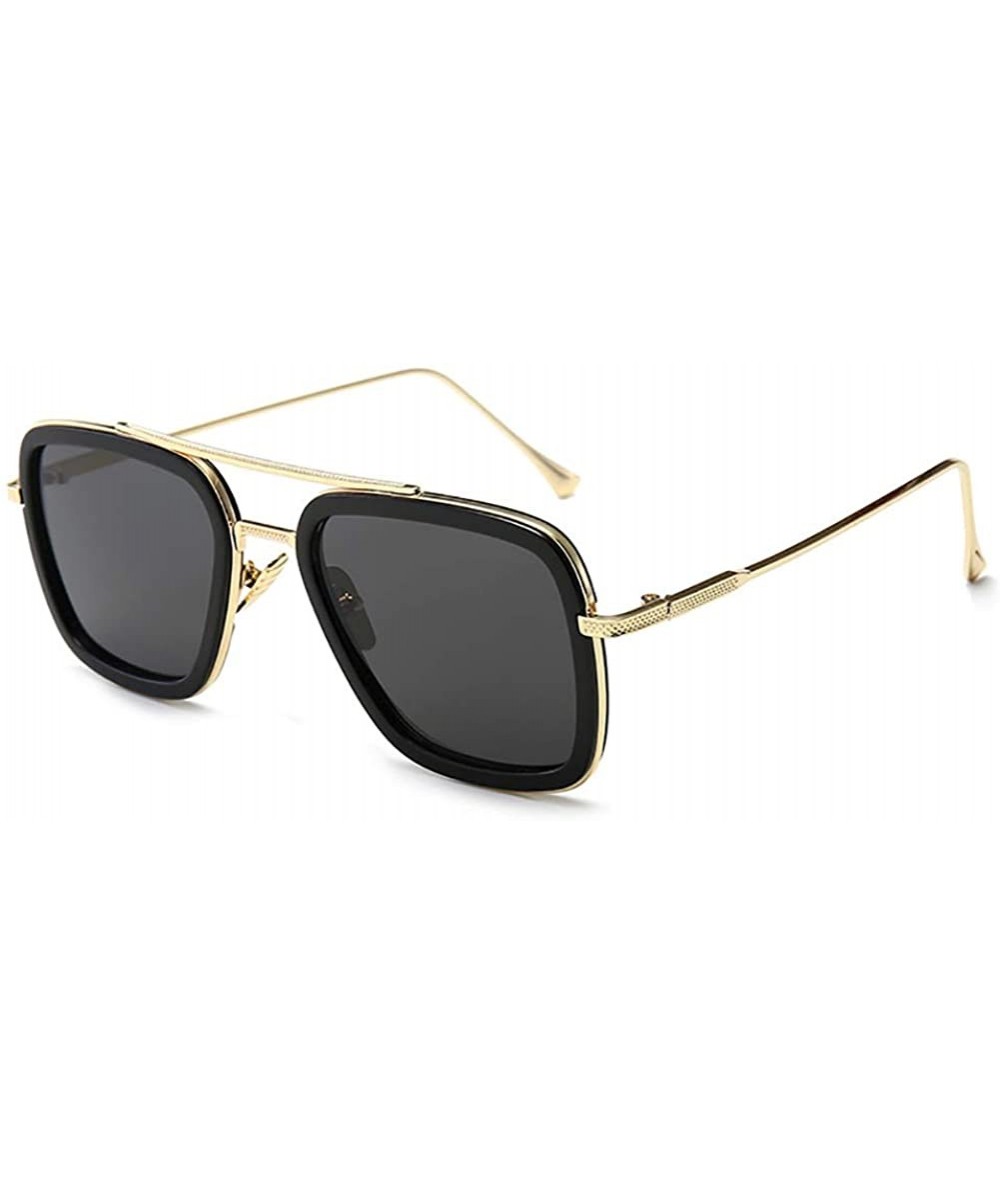 Rectangular Tony Stark Sunglasses - Square Shaped Sunglasses with Metal Frame and AC Lense - CX18WGKA5Y3 $21.63