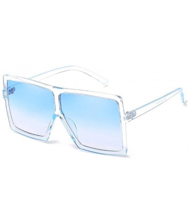 Square Oversized Square Sunglasses for Women Men Flat Top Shades Sunglasses - Transparency-blue - CC18OWGIXQ3 $19.95