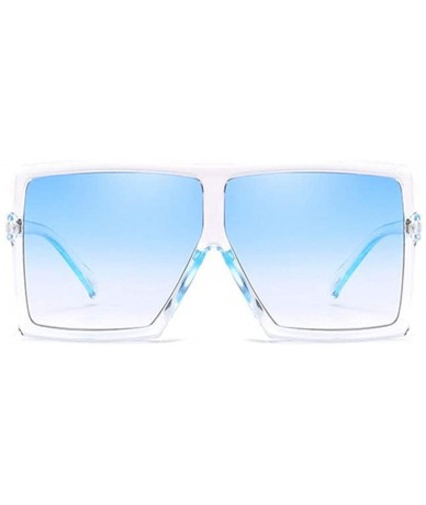 Square Oversized Square Sunglasses for Women Men Flat Top Shades Sunglasses - Transparency-blue - CC18OWGIXQ3 $19.95