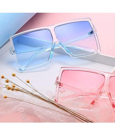 Square Oversized Square Sunglasses for Women Men Flat Top Shades Sunglasses - Transparency-blue - CC18OWGIXQ3 $19.95