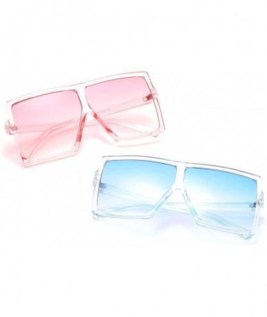 Square Oversized Square Sunglasses for Women Men Flat Top Shades Sunglasses - Transparency-blue - CC18OWGIXQ3 $19.95