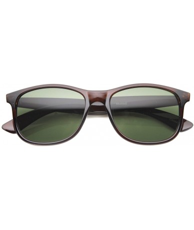 Square Classic High Sitting Temples Square Lens Horn Rimmed Sunglasses 52mm - Shiny-brown / Green - CS126OMVKC1 $19.35