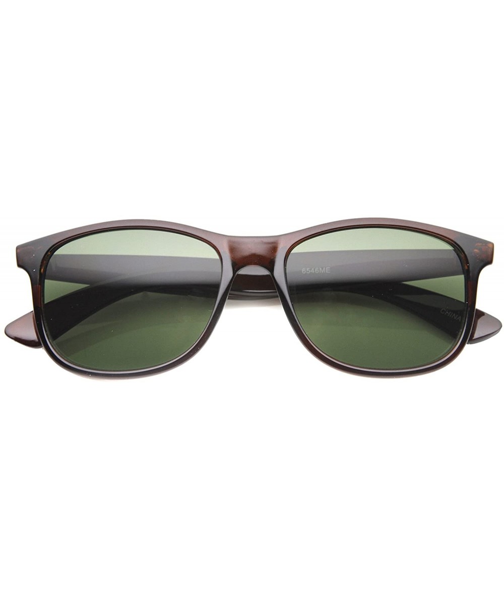 Square Classic High Sitting Temples Square Lens Horn Rimmed Sunglasses 52mm - Shiny-brown / Green - CS126OMVKC1 $19.35