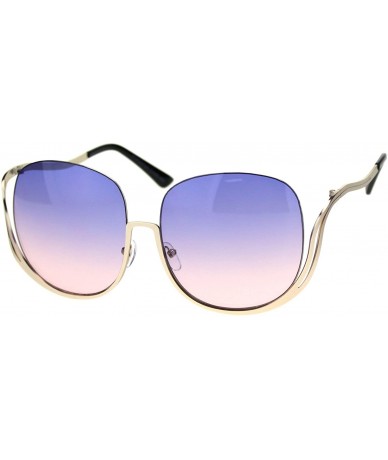 Oversized Womens Half Rim Swan Drop Temple Metal Butterfly Sunglasses - Gold Purple Pink - C718RZYILR5 $24.38