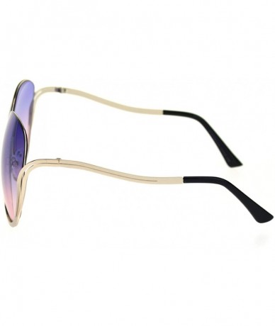 Oversized Womens Half Rim Swan Drop Temple Metal Butterfly Sunglasses - Gold Purple Pink - C718RZYILR5 $24.38