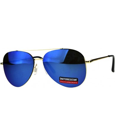 Aviator Unisex Aviator Sunglasses Thin Metal Spring Hinge Frame UV 400 - Gold (Blue Mirror) - CD18HN2A5C0 $19.33