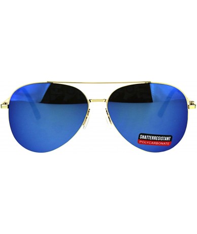 Aviator Unisex Aviator Sunglasses Thin Metal Spring Hinge Frame UV 400 - Gold (Blue Mirror) - CD18HN2A5C0 $19.33