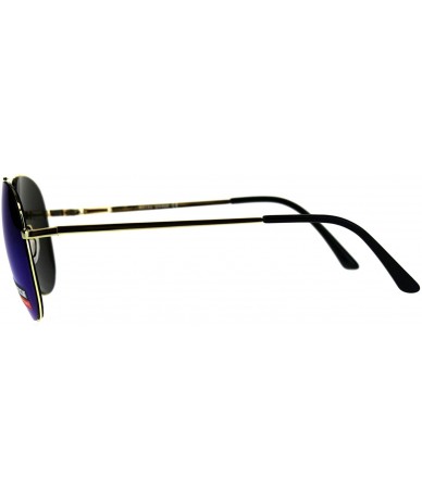 Aviator Unisex Aviator Sunglasses Thin Metal Spring Hinge Frame UV 400 - Gold (Blue Mirror) - CD18HN2A5C0 $19.33