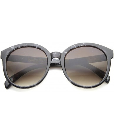 Round Women's Fashion Oversize Marble Print Horn Rimmed Round Sunglasses 55mm - Black-marble / Grey-gradient - CF12IGK27T9 $1...