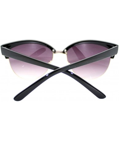 Round Womens Stylish Fashion Sunglasses Bolded Top Round Cateye - Black - CX11V96AFCN $17.63