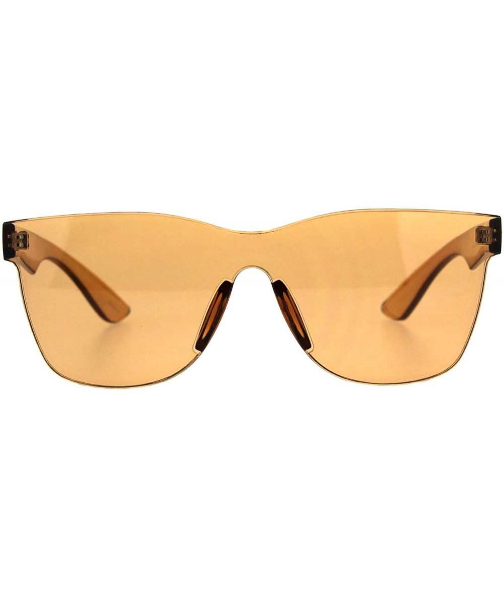 Rectangular Mens Geeky Hipster Shield Nerd Mirrored Plastic Horn Rim Sunglasses - Brown - C218D5OYC89 $23.62