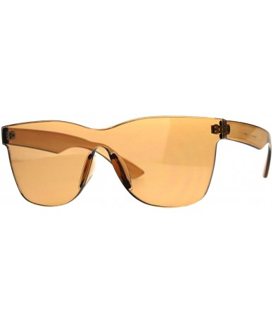 Rectangular Mens Geeky Hipster Shield Nerd Mirrored Plastic Horn Rim Sunglasses - Brown - C218D5OYC89 $23.62