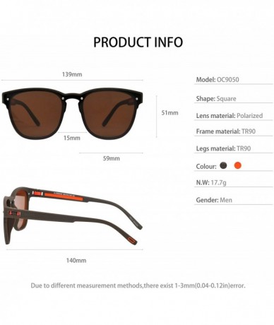 Square Mens Polarized UV 400 Protection Sport Square Sunglasses for Men Fishing Driving - Brown/Orange Line - CE18WI3WDX8 $27.00