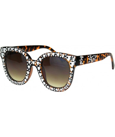 Rectangular Womens Heart Foil Jewel Engraving Thick Plastic Horn Rim Fashion Sunglasses - Tortoise Brown - CK18IDWINTT $18.71