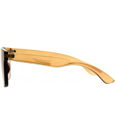 Rectangular Mens Geeky Hipster Shield Nerd Mirrored Plastic Horn Rim Sunglasses - Brown - C218D5OYC89 $23.62