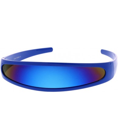 Shield Futuristic Narrow Cyclops Color Mirrored Lens Visor Sunglasses (Blue/Ice) - C5186GA7SNX $19.98