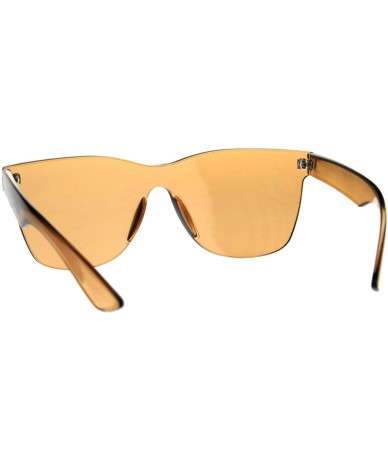 Rectangular Mens Geeky Hipster Shield Nerd Mirrored Plastic Horn Rim Sunglasses - Brown - C218D5OYC89 $23.62