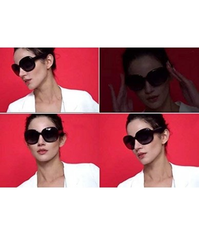 Round Fashion Oversized Polarized Women Sunglasses TAC Lenses Vintage Big Frame Sun Glasses B2434 - Red - CD18EX6ZLAC $25.04