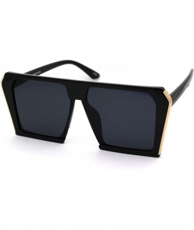 Rectangular Unisex Mobster Mafia Flat Top Plastic Rectangular Sunglasses - Black Solid Black - CZ18YHEW5UE $23.10