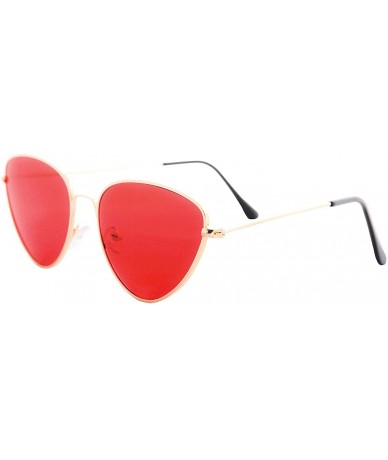 Cat Eye Cat Eye Sunglasses for Women Tinted Colored Lens Modern Trendy Stylish - Gold Metal Frame / Red Lens - CO18ULG4DK8 $2...