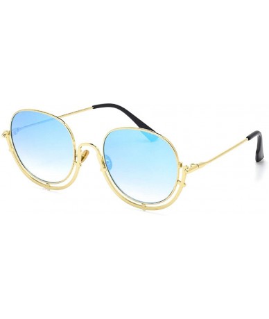 Aviator Women's Siamese Frame Sunglasses - Color Film Ocean Metal Sheet Fashion UV Protection Sunglasses - D - CC18SMSYLXA $7...