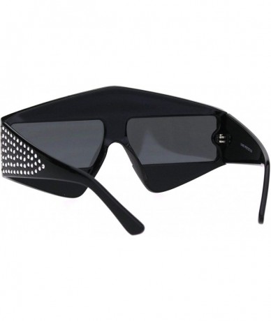 Shield Womens Pentagon Shape Sparkling Rhinestone Robotic Plastic Sunglasses - Black - CF18HM8AU5S $29.96