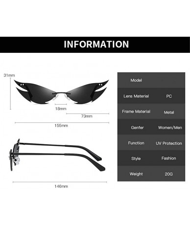 Rimless New Rimless Sunglasses Women Fashion Vintage Unique Cat Sun Glasses Female Red Black Mirror Shades UV400 - Silver - C...