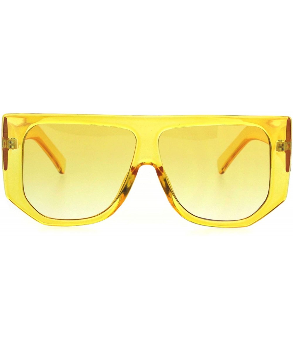 Square Womens Flat Top Mob Thick Plastic Mafia Retro Sunglasses - Yellow - CT18I79EEDO $18.17