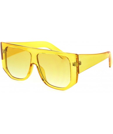 Square Womens Flat Top Mob Thick Plastic Mafia Retro Sunglasses - Yellow - CT18I79EEDO $18.17