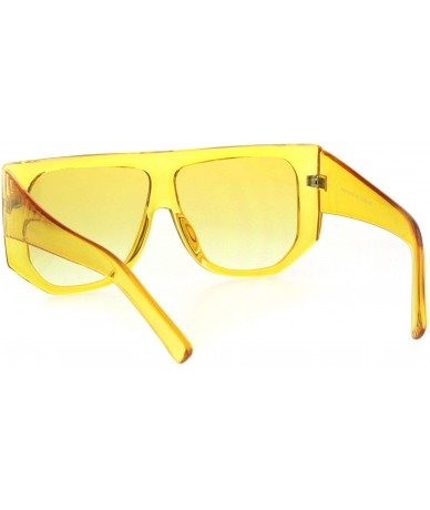 Square Womens Flat Top Mob Thick Plastic Mafia Retro Sunglasses - Yellow - CT18I79EEDO $18.17