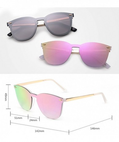 Wayfarer Trendy Rimless Sunglasses Mirror Reflective Sun Glasses for Women Men - 2 Pack (Silver + Pink) - CX189NAUUYZ $51.43